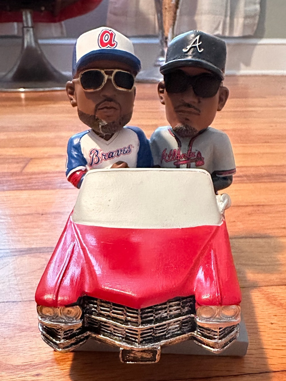 AND Red & White Convertible with Two Atlanta Braves Driver Figurines
